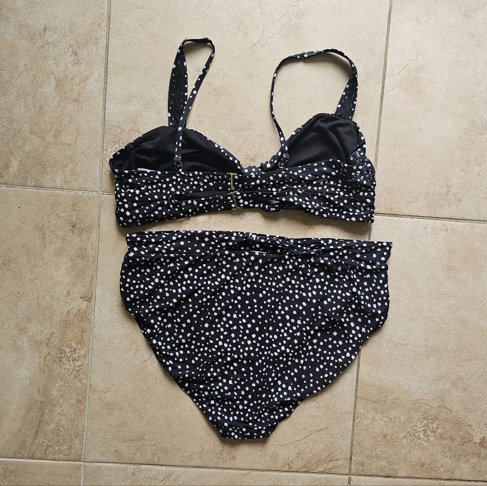 Time and Tru Black and White Polka Dot Two-Piece Bikini - Picture 2 of 4